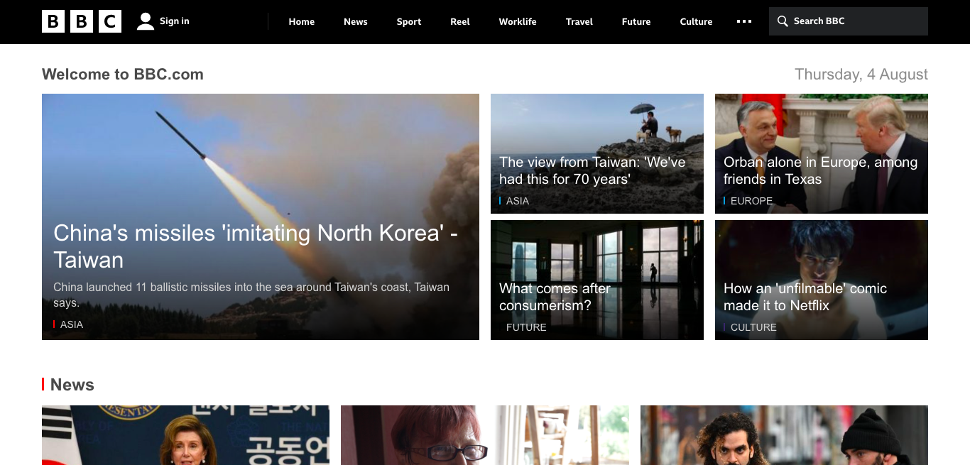 Página web BBC